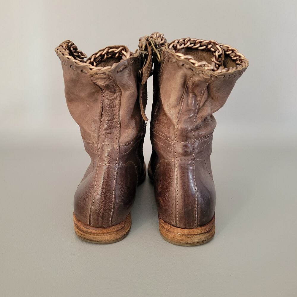 A.S.98 Airstep Brown Boho Biker Leather Chain Side Zip Size EUR 37 US 6.5-7 - Picture 9 of 12